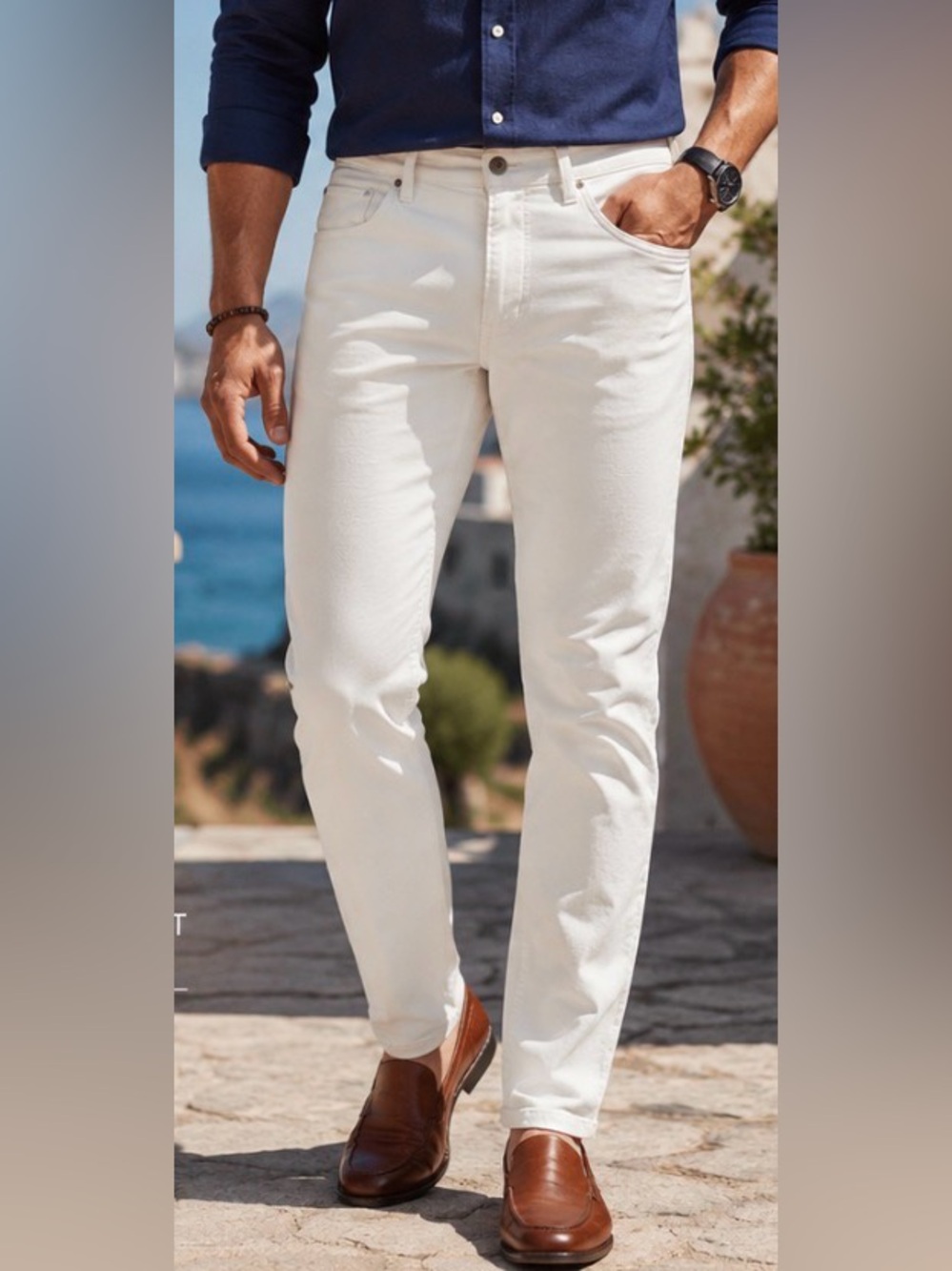 Banana Republic The Traveler Slim Pants 36x30 White Stretch Jeans Chinos Men’s